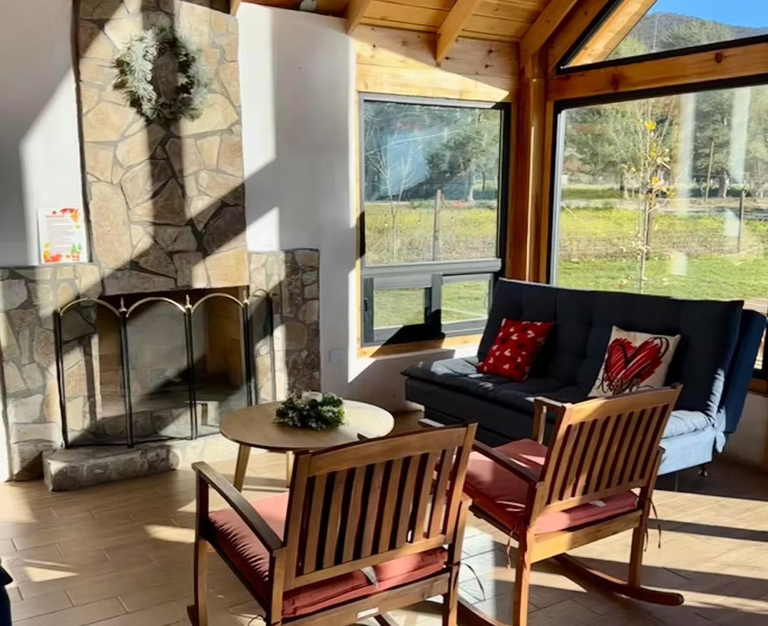 Chimenea y sala